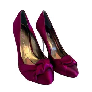 Paris Hilton Satin Rhinestone Heel Pumps